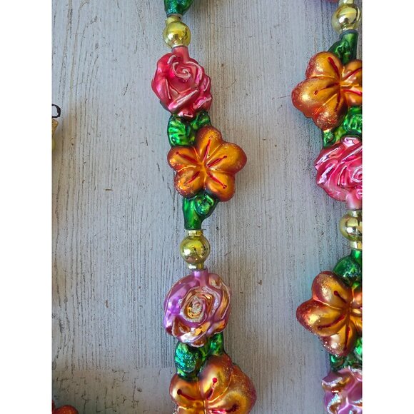 Radko lei land flower Garland glitter tropical Hawaiian glass Xmas vintage hibis - Picture 5 of 15